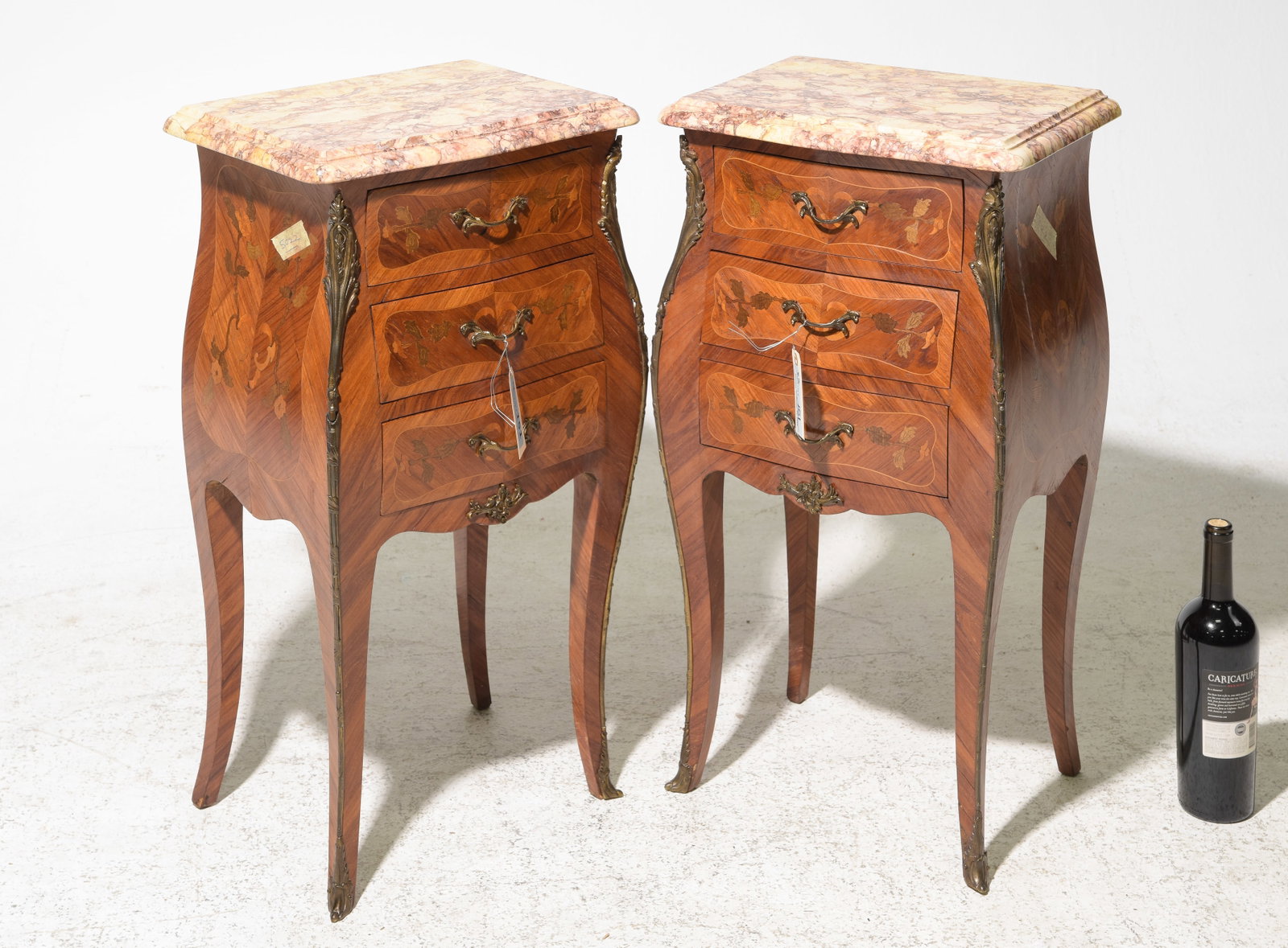 Louis XVI Style White Marble Top Chest: French Louis XVI Style White Marble Top Mahogany Three Drawer Chest -