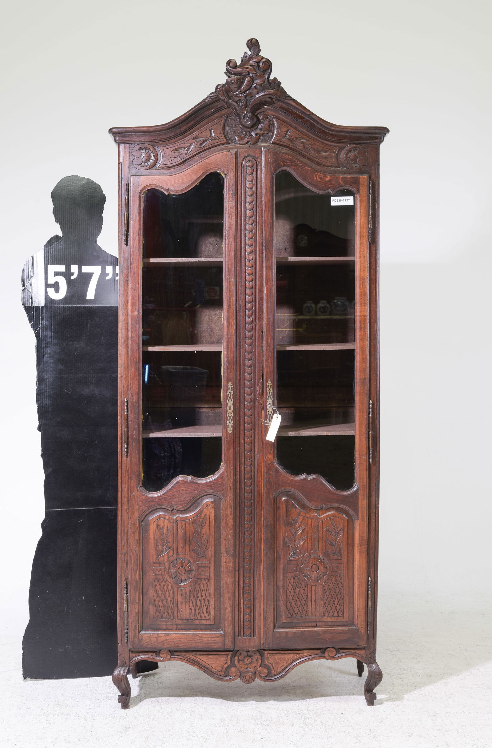 Louis XV Style Oak Double Door Bookcase (1 of 3)