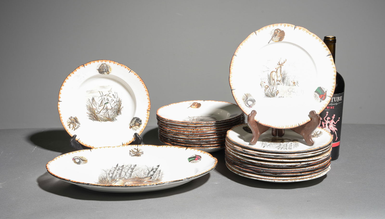 25pc French Hunt Plate Set - Platter, Bowls, Etc. (1 of 5)