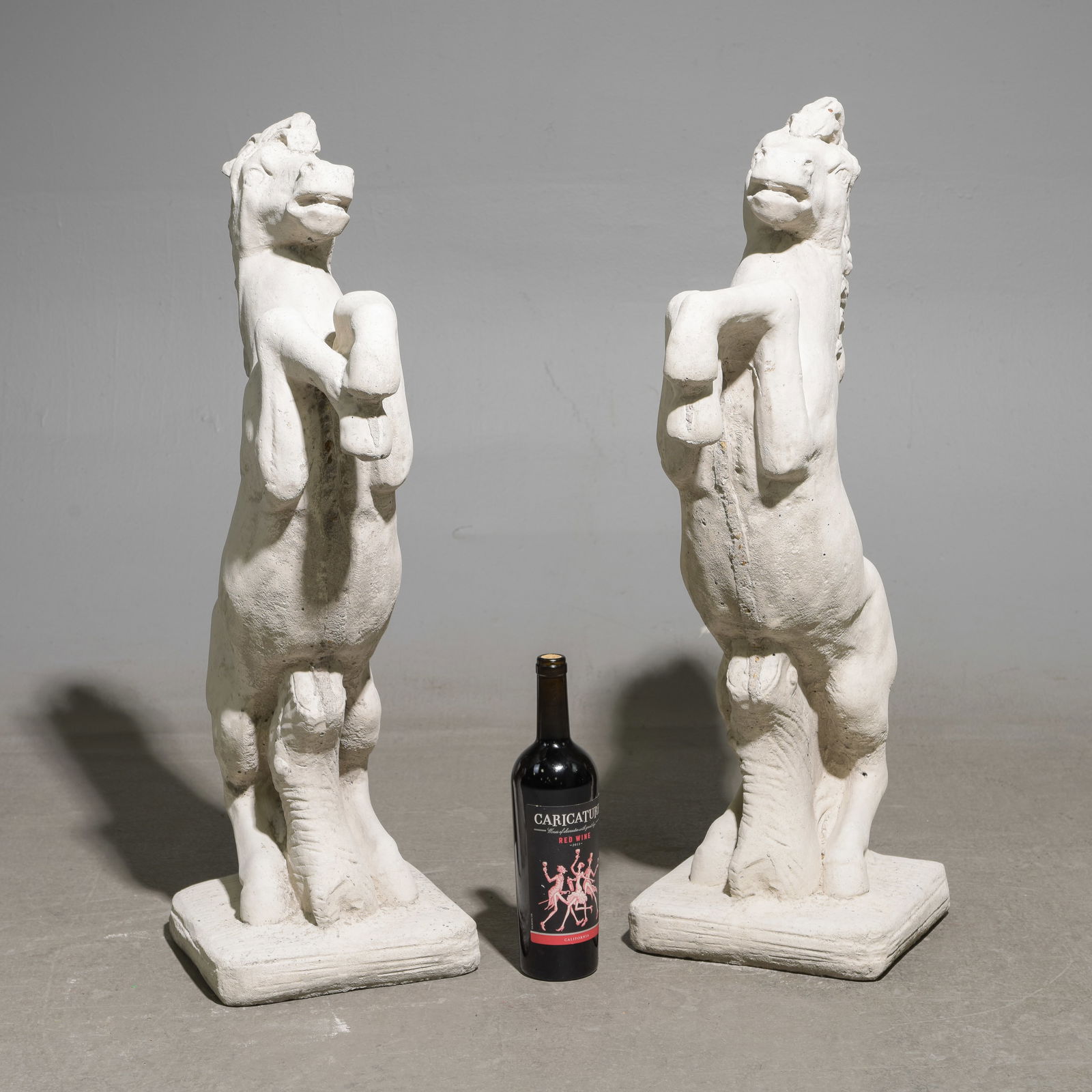 2 Cast Stone / Concrete Rearing Horse Statues (1 of 4)
