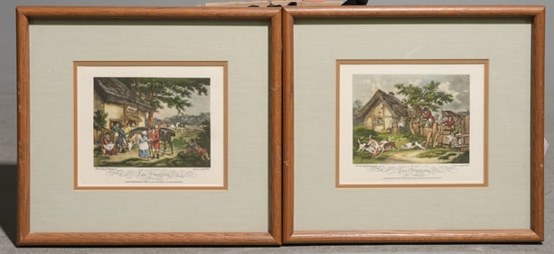 2 "Fox Hunting" Framed Engravings By Edward Bell