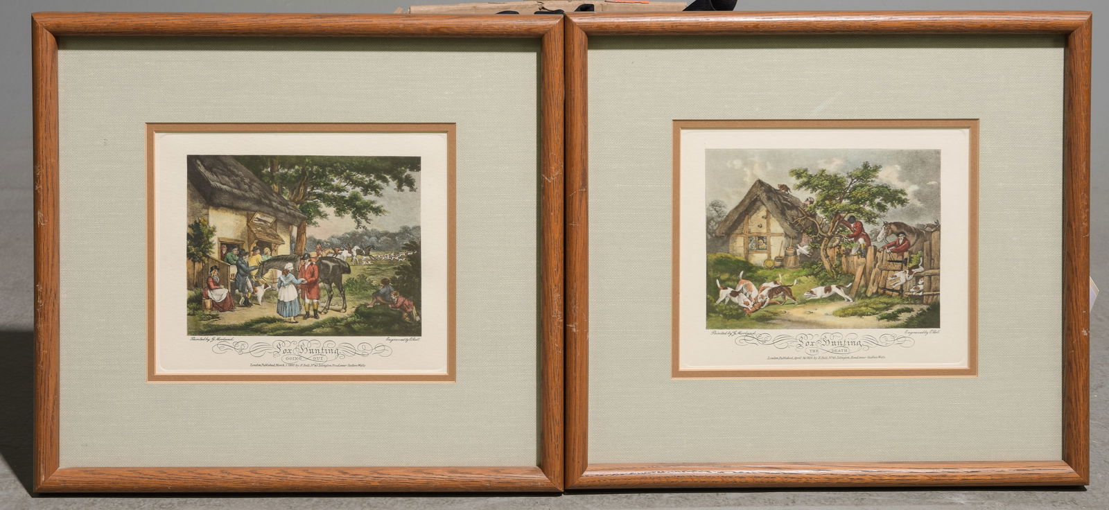 2 "Fox Hunting" Framed Engravings By Edward Bell (1 of 4)