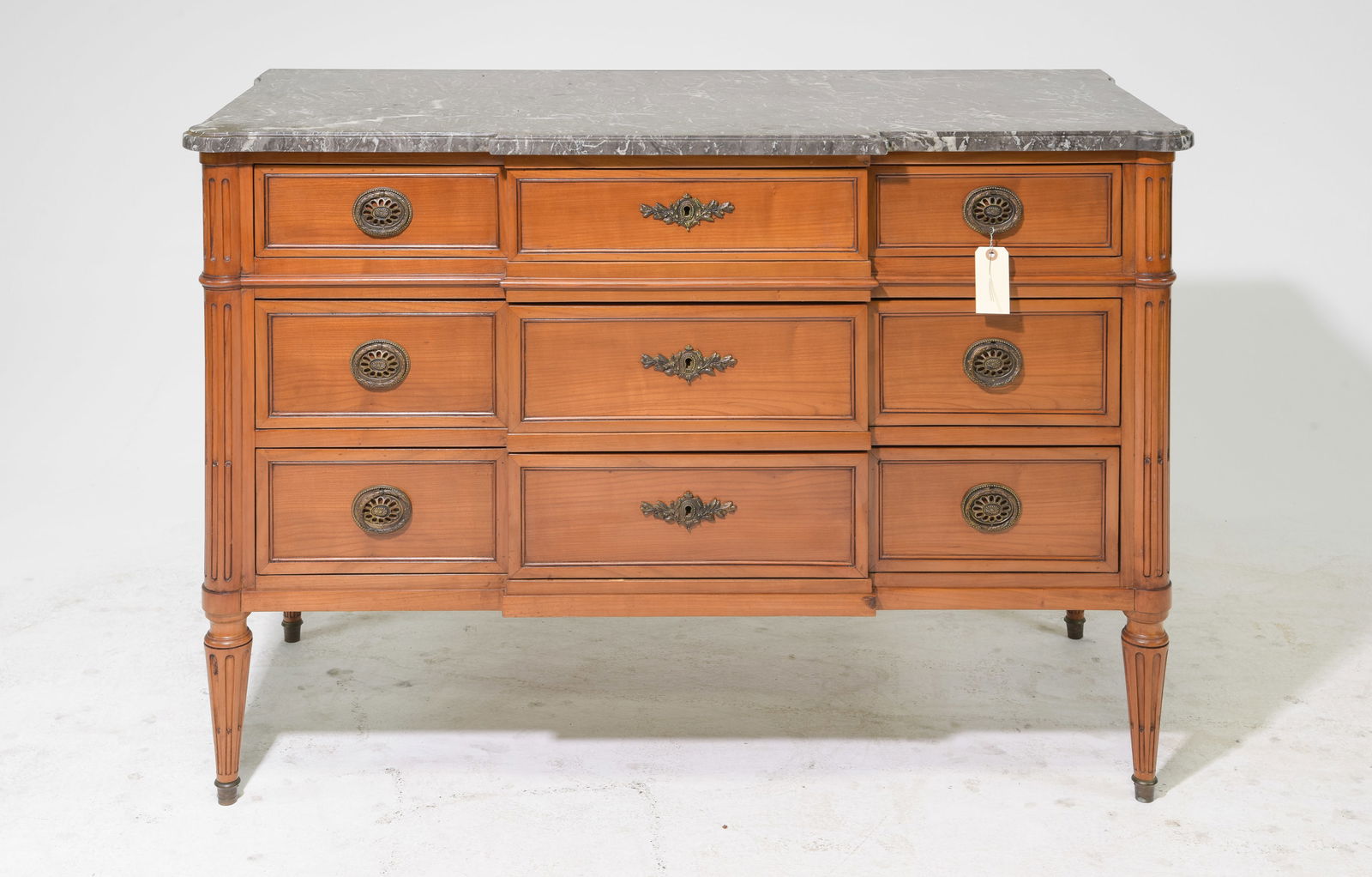 Louis XVI Style Grey Marble Top 3 Drawer Chest (1 of 5)