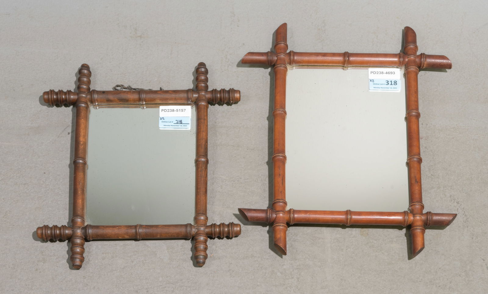 2 French Faux Bamboo Framed Mirrors (1 of 3)