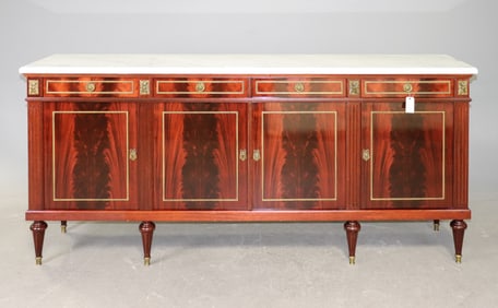 Louis XVI Style White Marble Top Sideboard