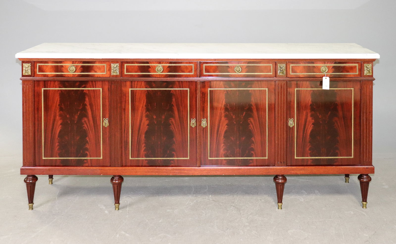 Louis XVI Style White Marble Top Sideboard