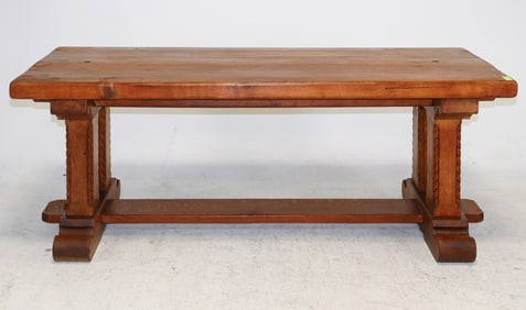 French Solid Oak Trestle Base Monastery Table