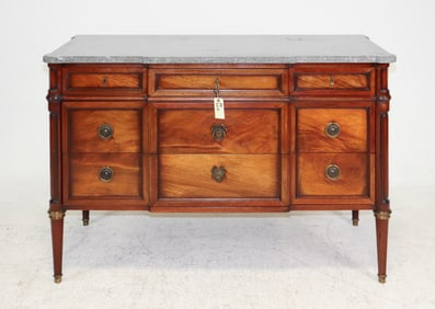 Louis XVI Style Grey Marble Top Chest