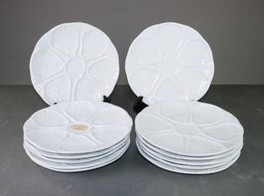 12pcs - French White Oyster Plates