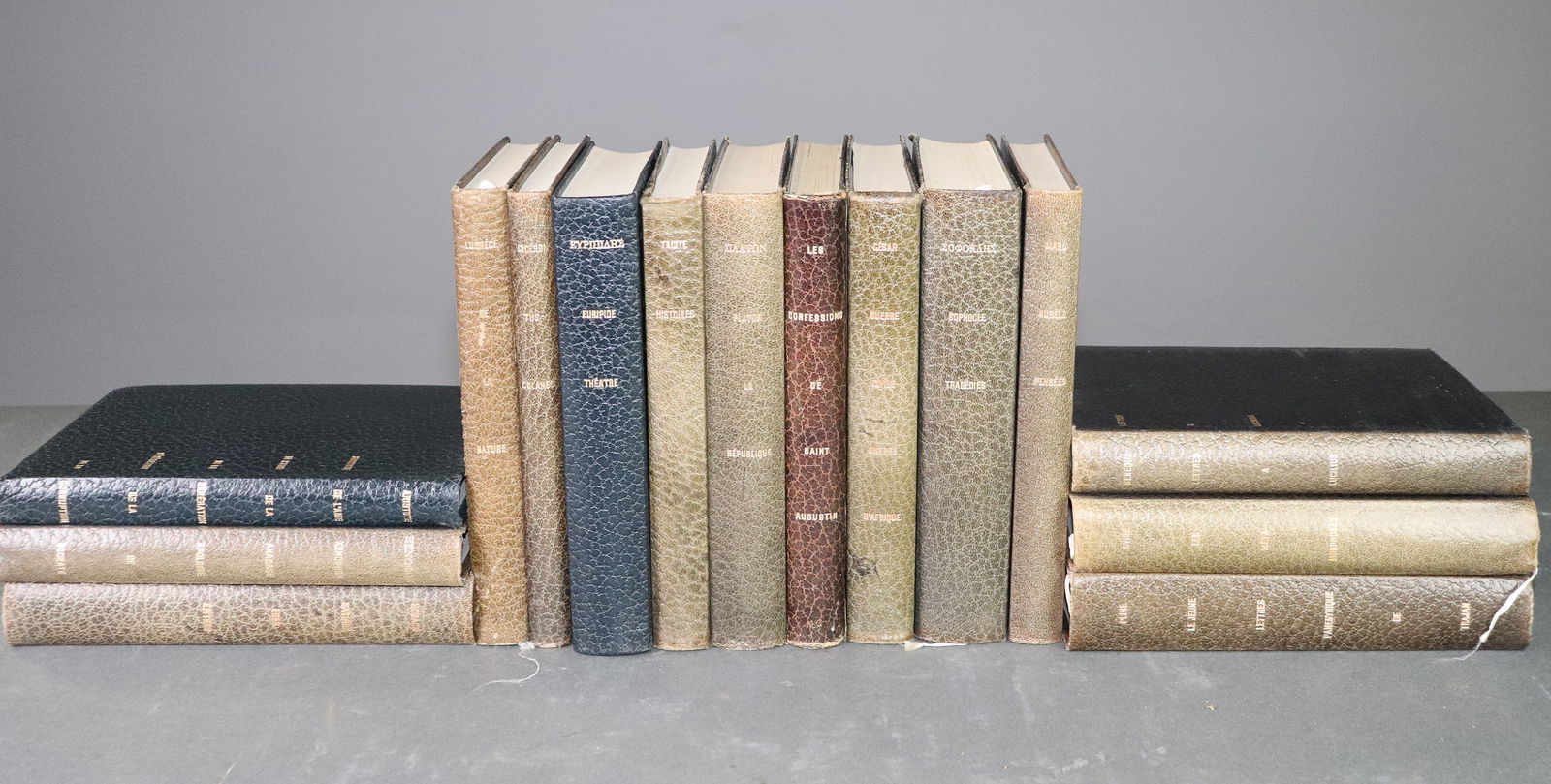 Set Of 15 European Leather Bound Books: Set Of 15 European Leather Bound Books - 8.5 in tall x 5.5 x 2