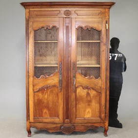 Louis XV Style Walnut Double Grilled Door Cupboard