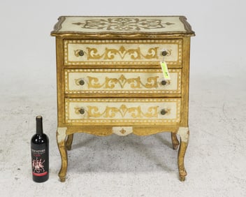 Florentine White & Gold 3 Drawer Chest