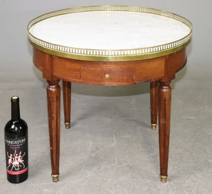 Louis XVI Style White Marble Top Boulette Table