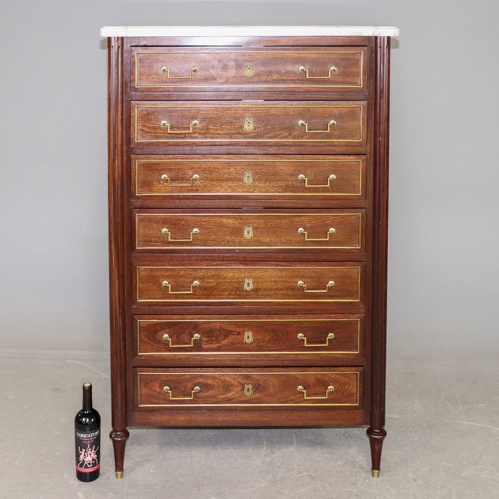 Louis XVI Style White Marble Top Semaniere (1 of 8)