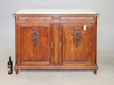 Louis XVI Style White Marble Top Buffet / Sideboard