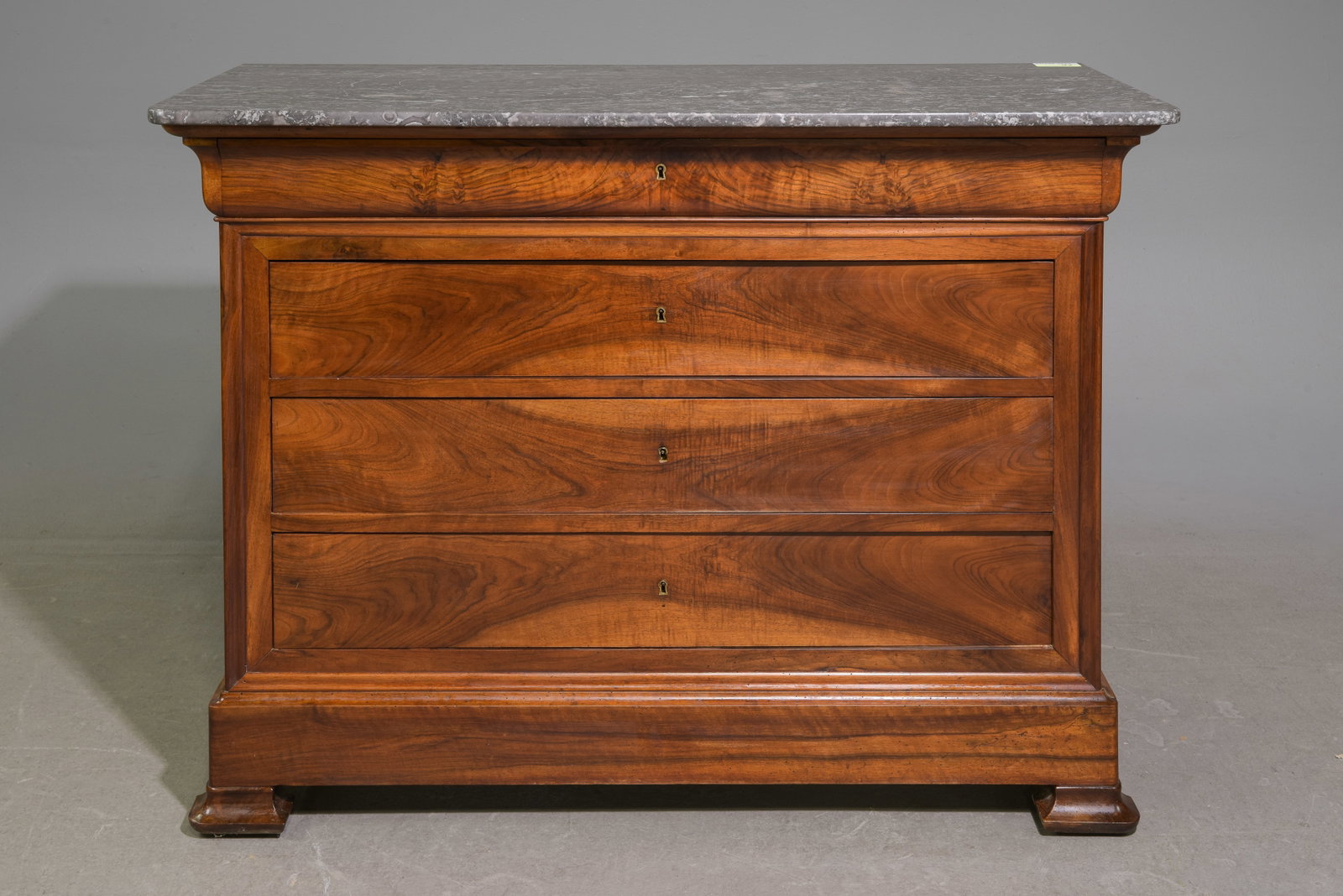 Louis Philippe Style Marble Top Chest #1: French Louis Philippe Style Marble Top Four Drawer Chest - 38.5 in tall x 51.25 x 23.5 - There is not a key