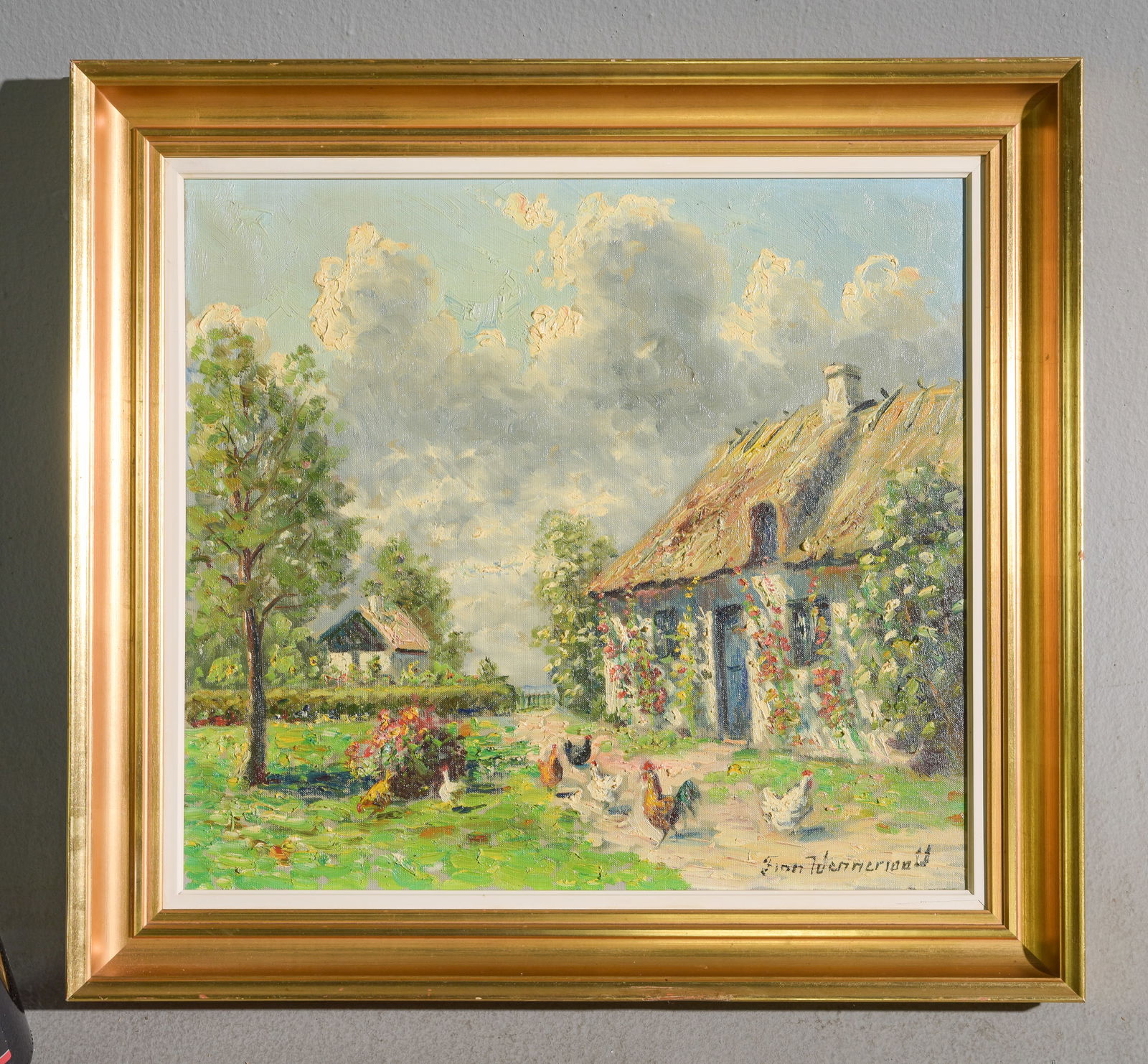 Danish Gold Framed Oil on Canvas Landscape (1 of 3)