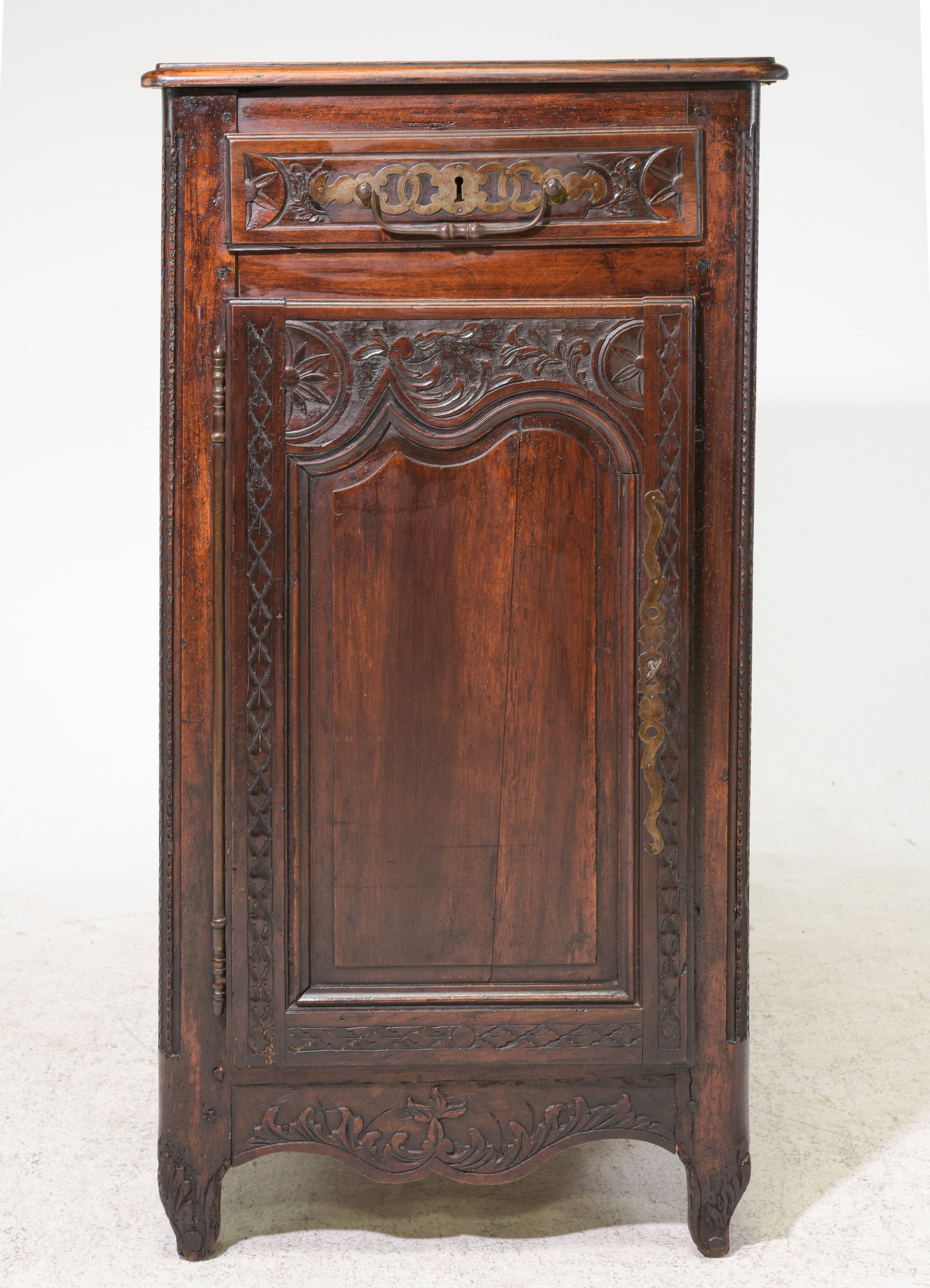 Louis XV Style Tall Walnut Jam Cupboard: French Louis XV Style Tall Walnut Jam Cupboard - 50.75 in tall x 26.75 x 22.5