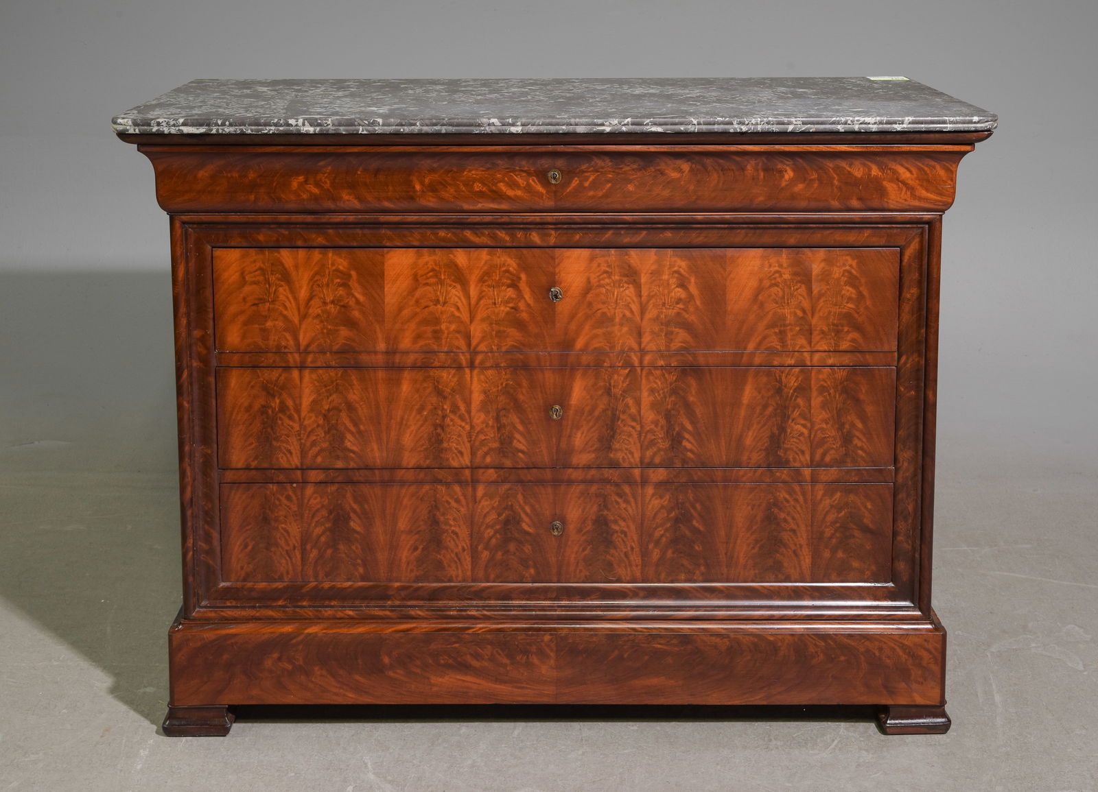 Louis Philipe Style Flame Mahogany Marble Top Chest (1 of 5)