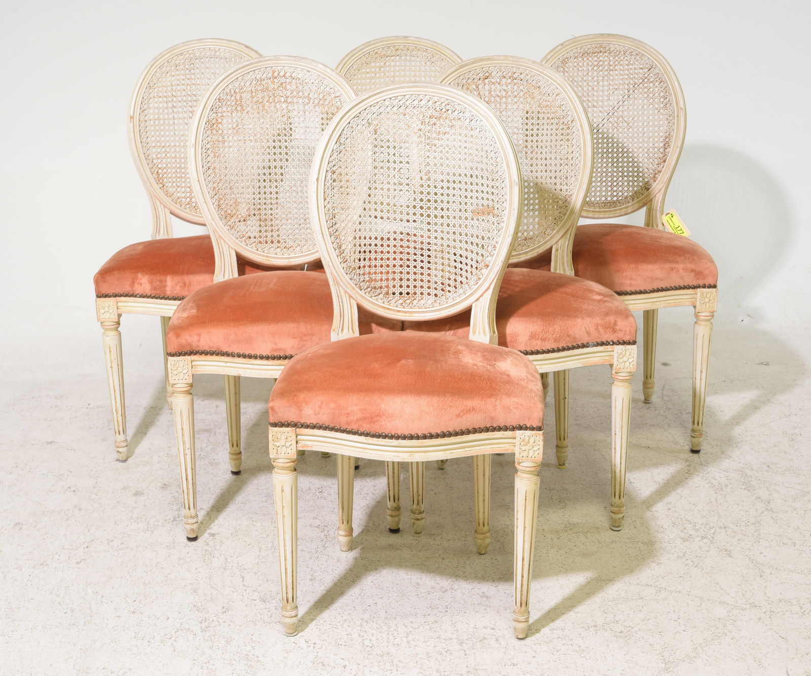 Louis XVI Style Set of 6 Caned Balloon Back Chairs: French Louis XVI Style Set of 6 Caned Balloon Back Chairs - 36 in tall x 18.5 x 20 each with a seat height of 19 inches