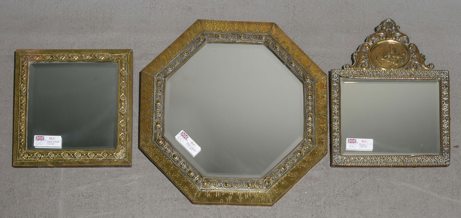 3 British Brass Framed Beveled Mirrors (1 of 4)