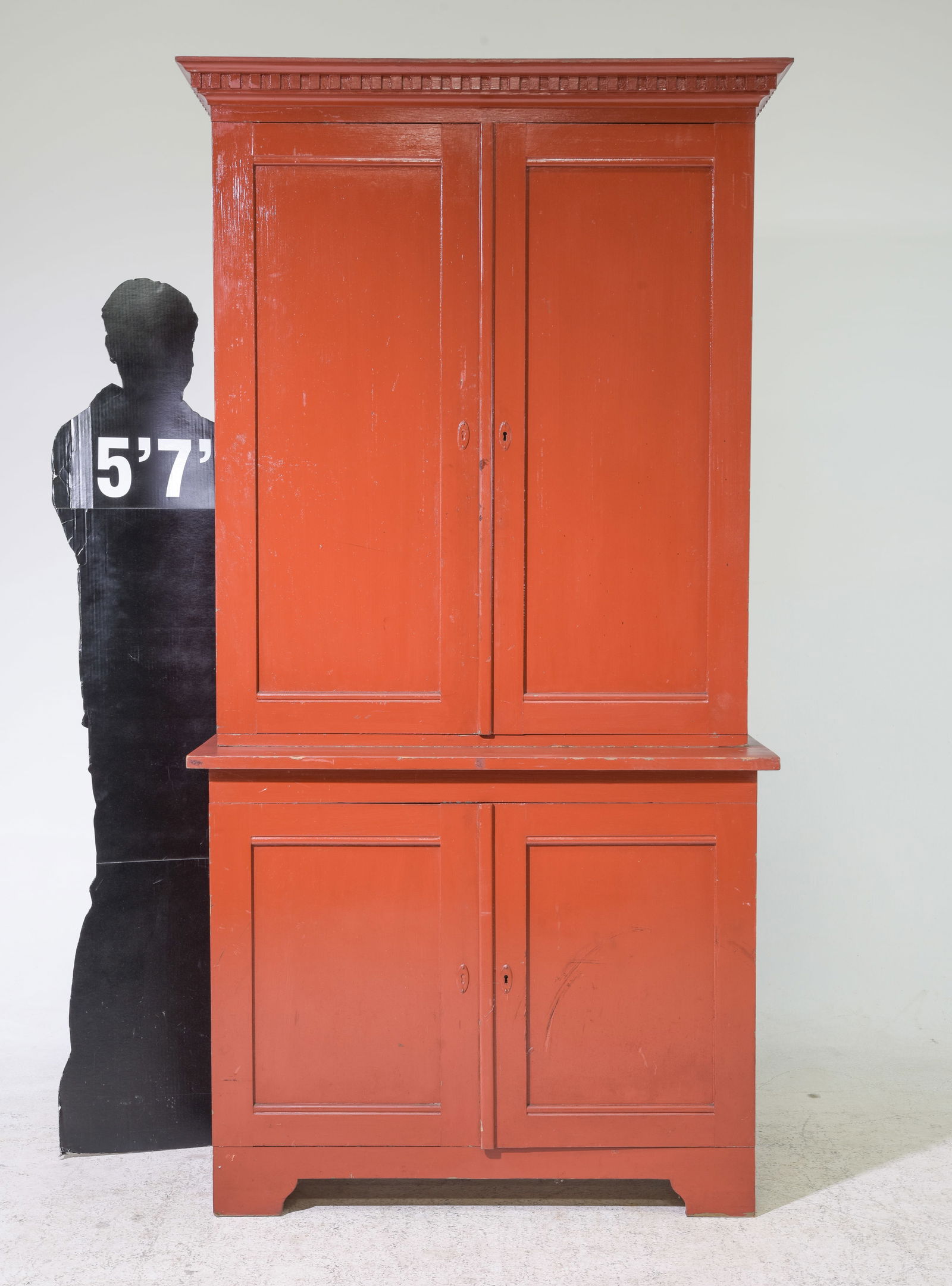 British Pine Red Painted Cupboard (1 of 6)