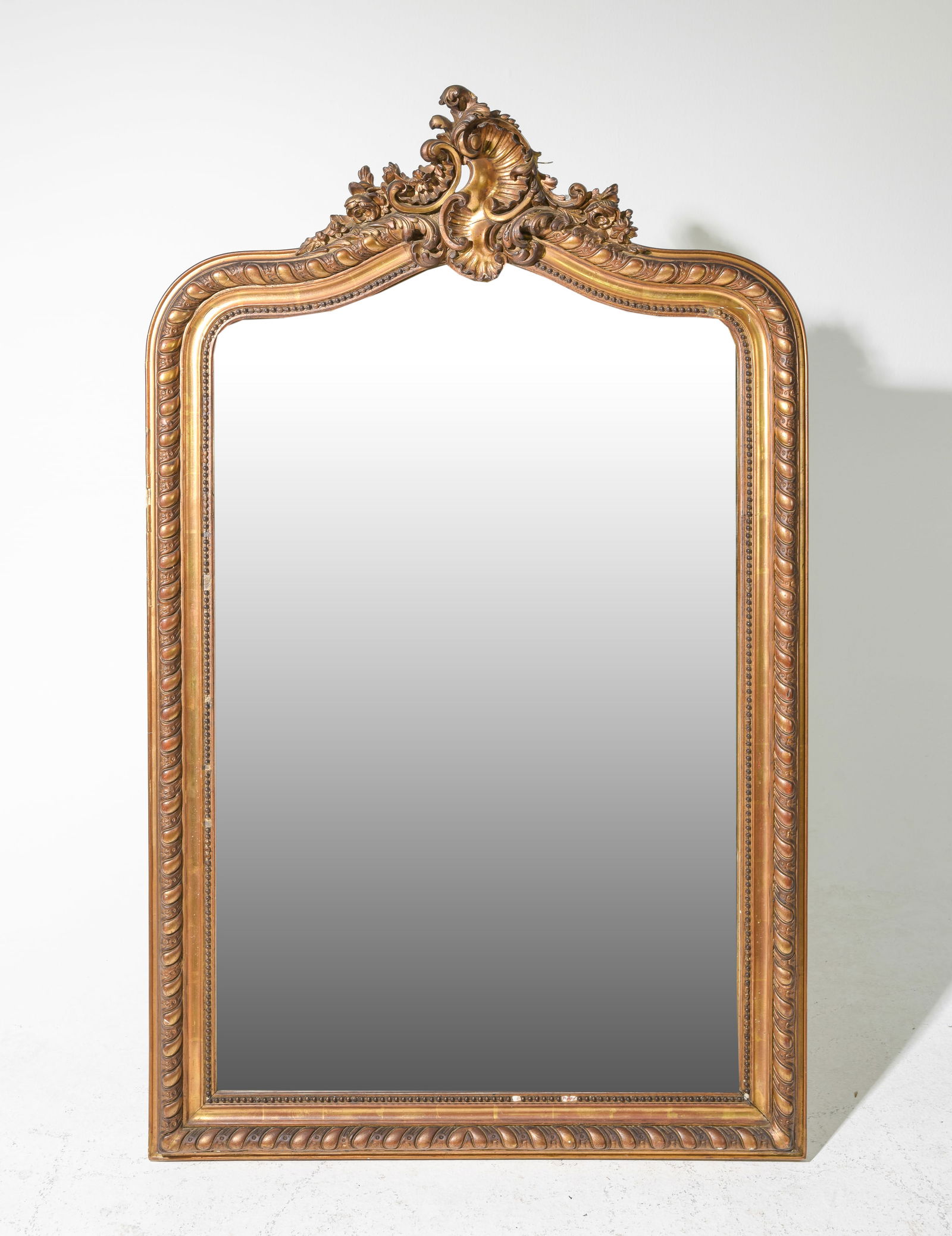 Louis XV Style Gold Framed Mirror: French Louis XV Style Gold Framed Mirror - 46.5 in tall x 35.5 x 4