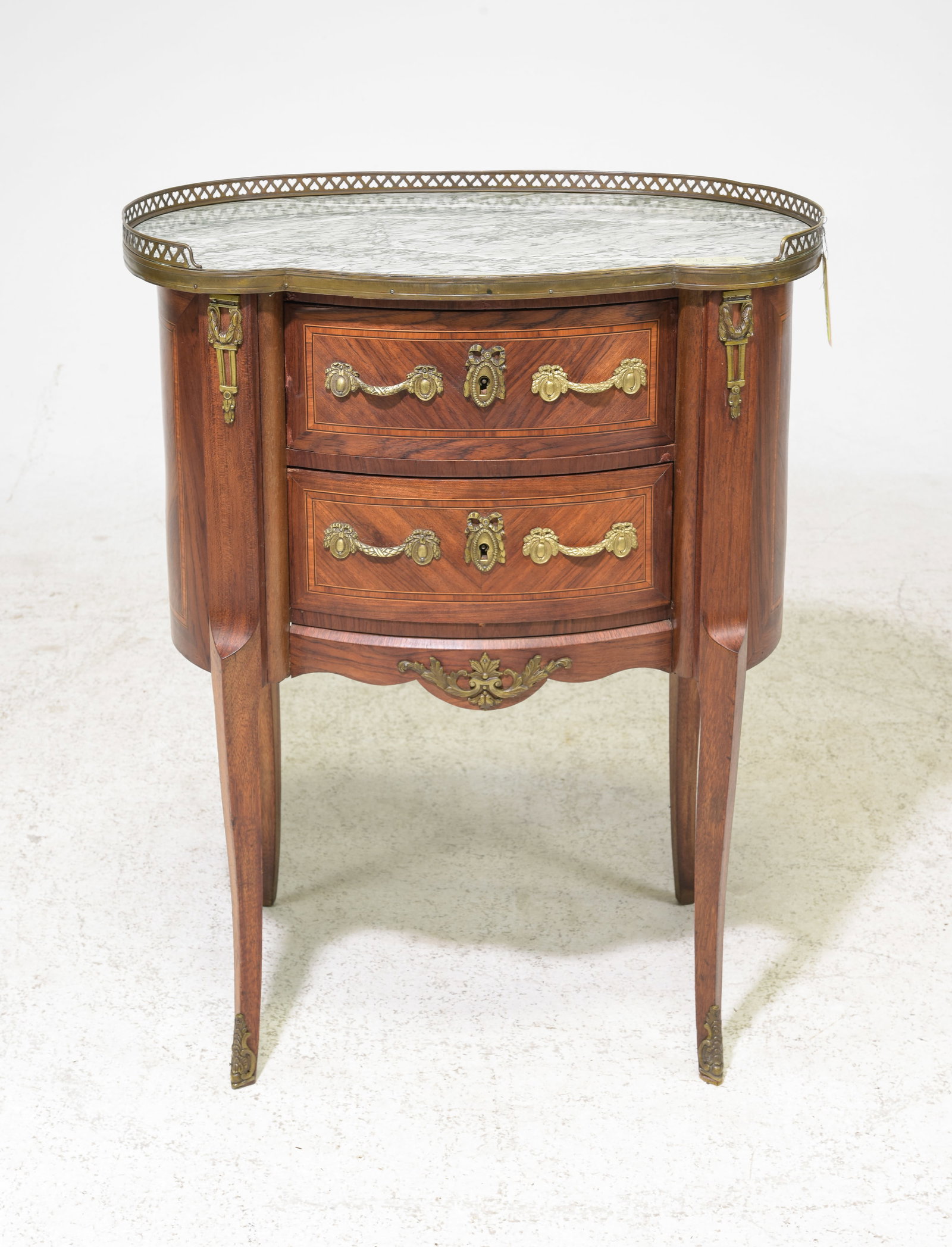 Louis XVI Style Marble Top Chest with Gallery: French Louis XVI Style Marble Top Chest with Gallery - 31 in tall x 24 x 16