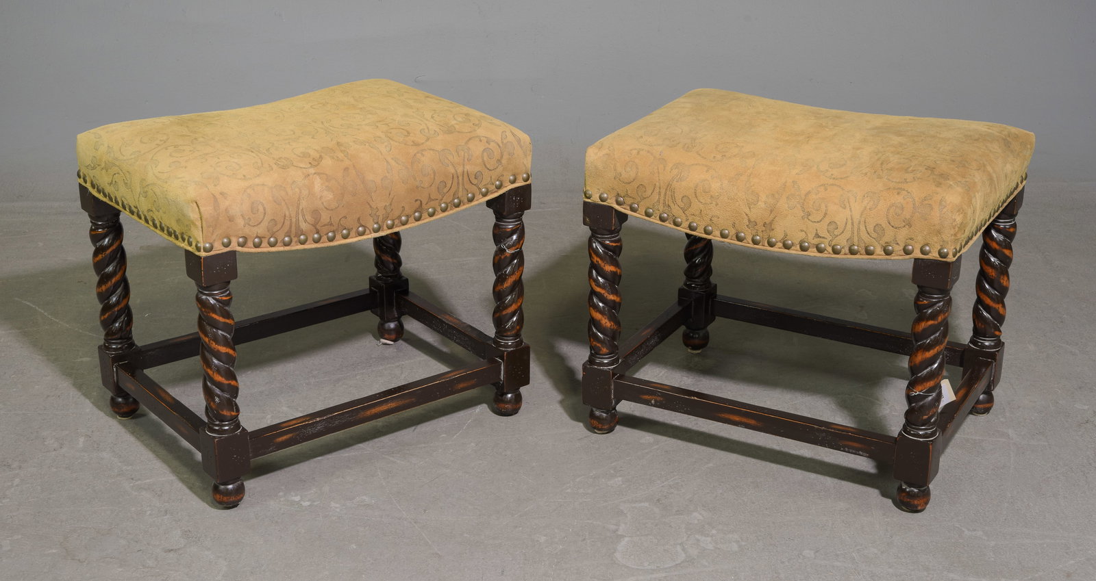 Pair of Upholstered Foot Stools / Ottomans (1 of 4)