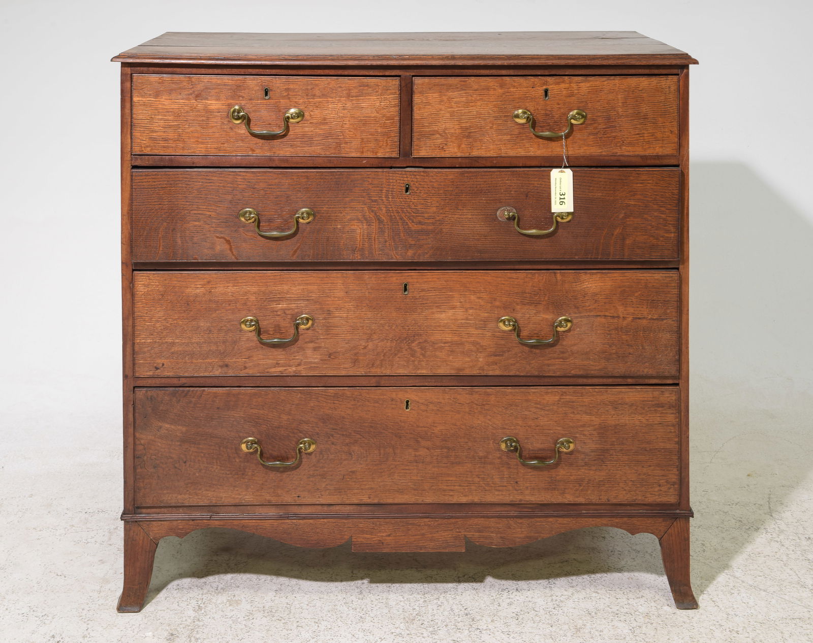 Georgian Style Oak Five Drawer Chest c.1890's-1920's (1 of 3)