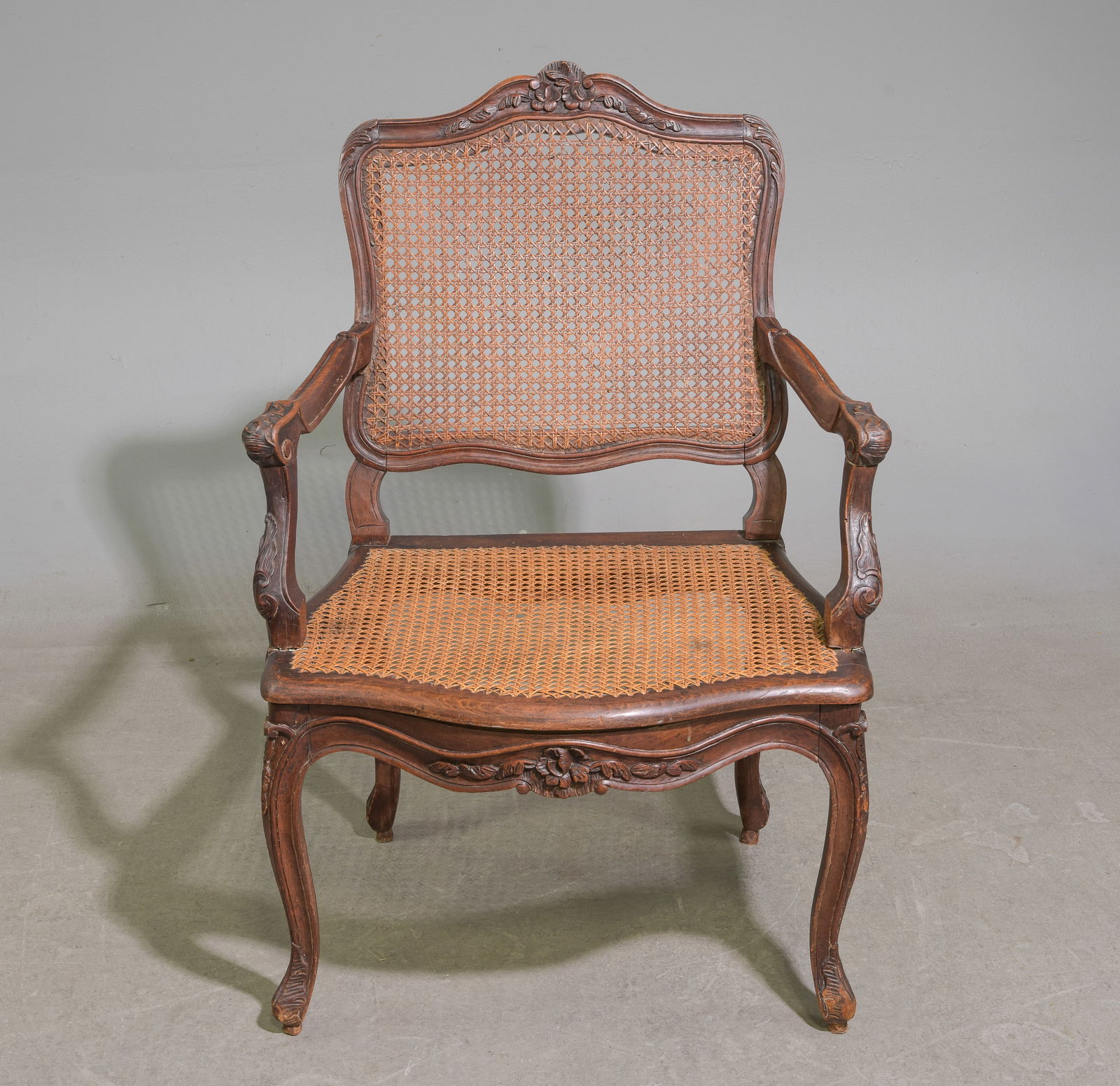 Louis XV Style Caned Oak Arm Chair (1 of 6)