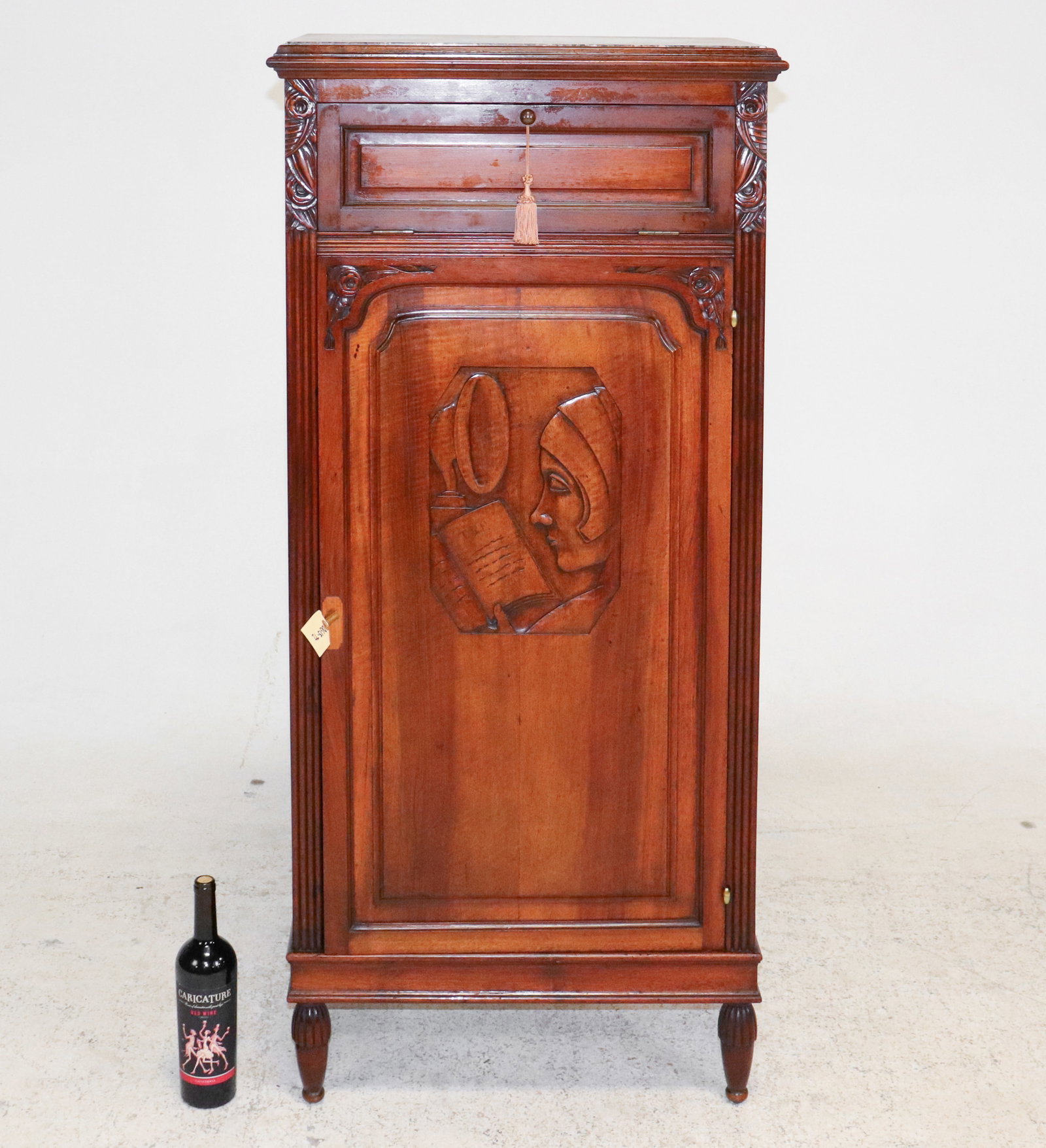 Louis XV Style Marble Top Confiturier: French Louis XV Style Marble Top Confiturier - 55 in tall x 25 x 14.5