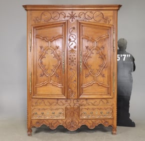 Louis XV Style Carved Oak Double Door Armoire