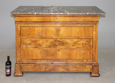 Louis Philippe Style Walnut Marble Top Chest