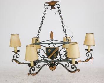 French Wrought Iron 6 Light Chandelier