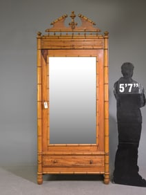 French Faux Bamboo Mirror Door Robe