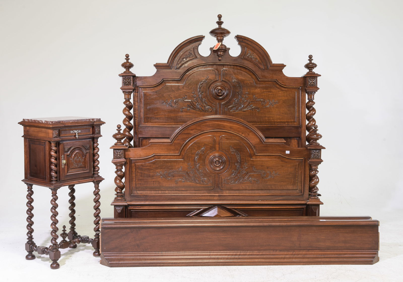 Louis XIII Style French Twist Bed & Nightstand (1 of 5)