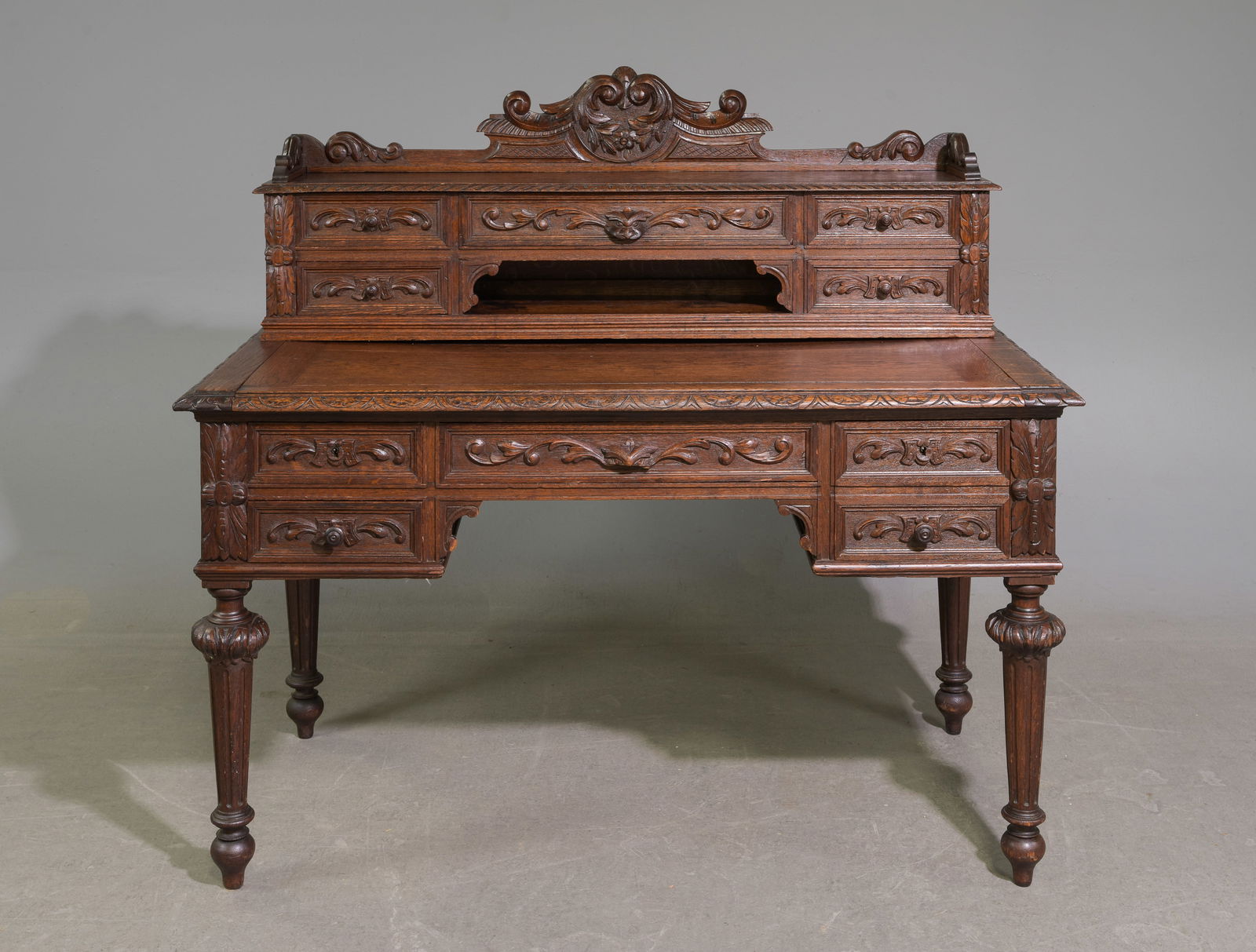 Henri II Style Carved Walnut Desk (1 of 6)