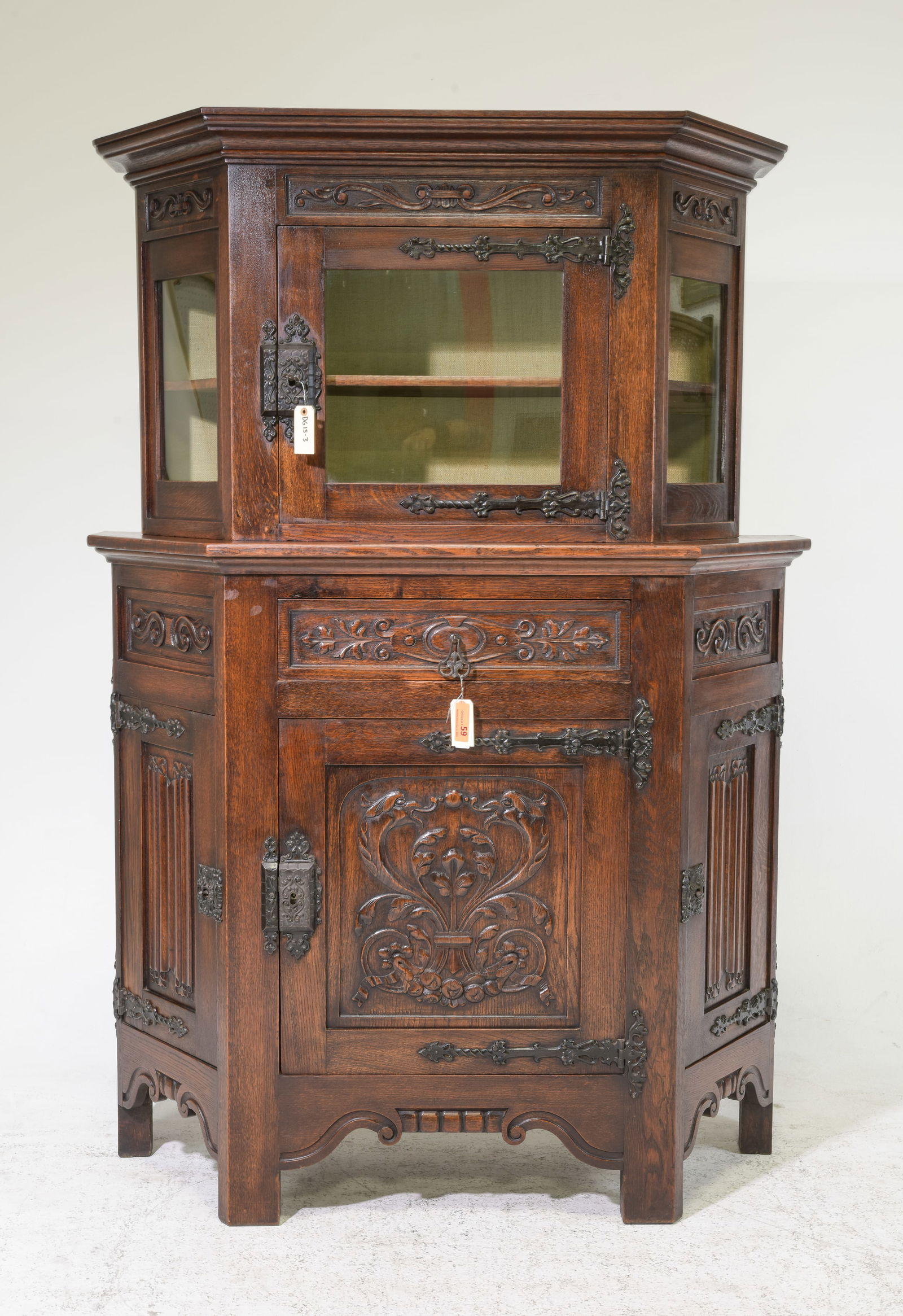 Spanish Renaissance Style Carved Oak Cabinet (1 of 3)