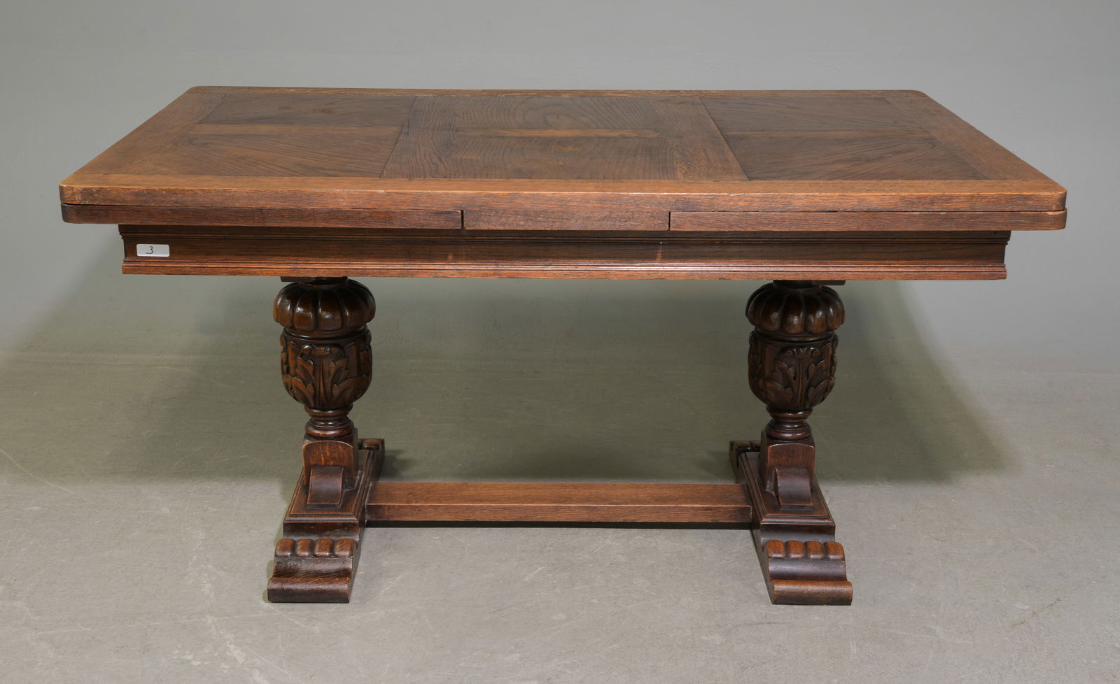 Renaissance Style Carved Oak Draw Leaf Table (1 of 5)
