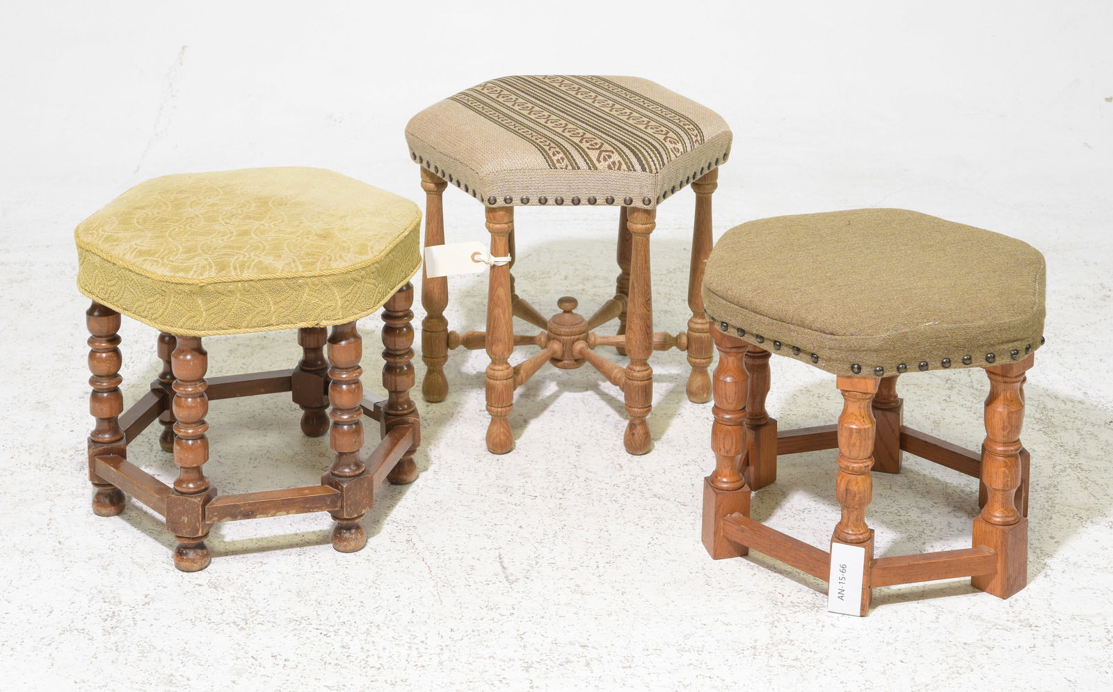 3 Assorted Danish Upholstered Stools #1 (1 of 7)
