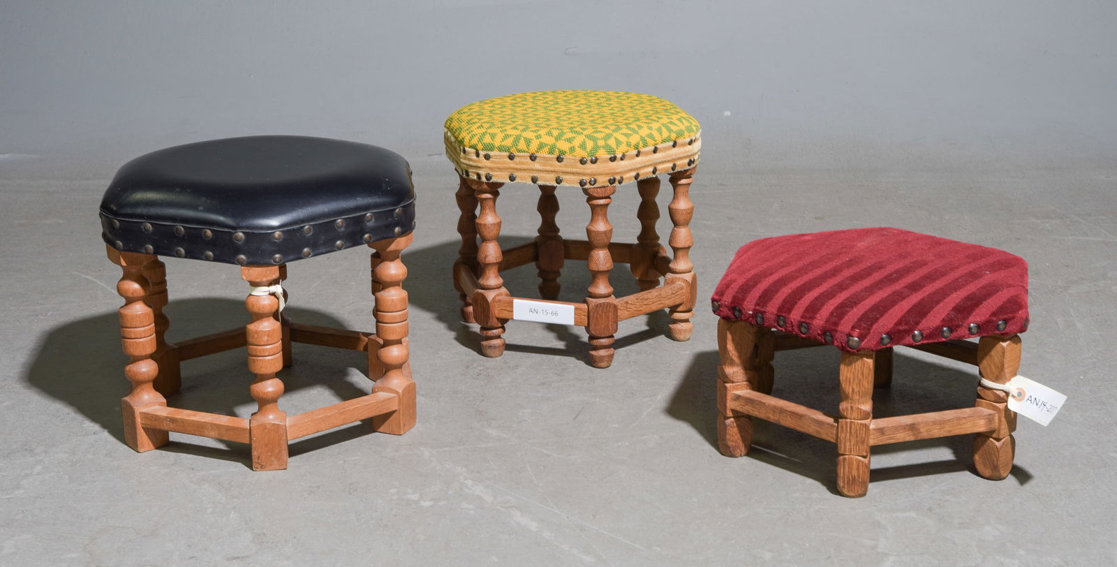 3 Assorted Danish Upholstered Stools #2 (1 of 4)