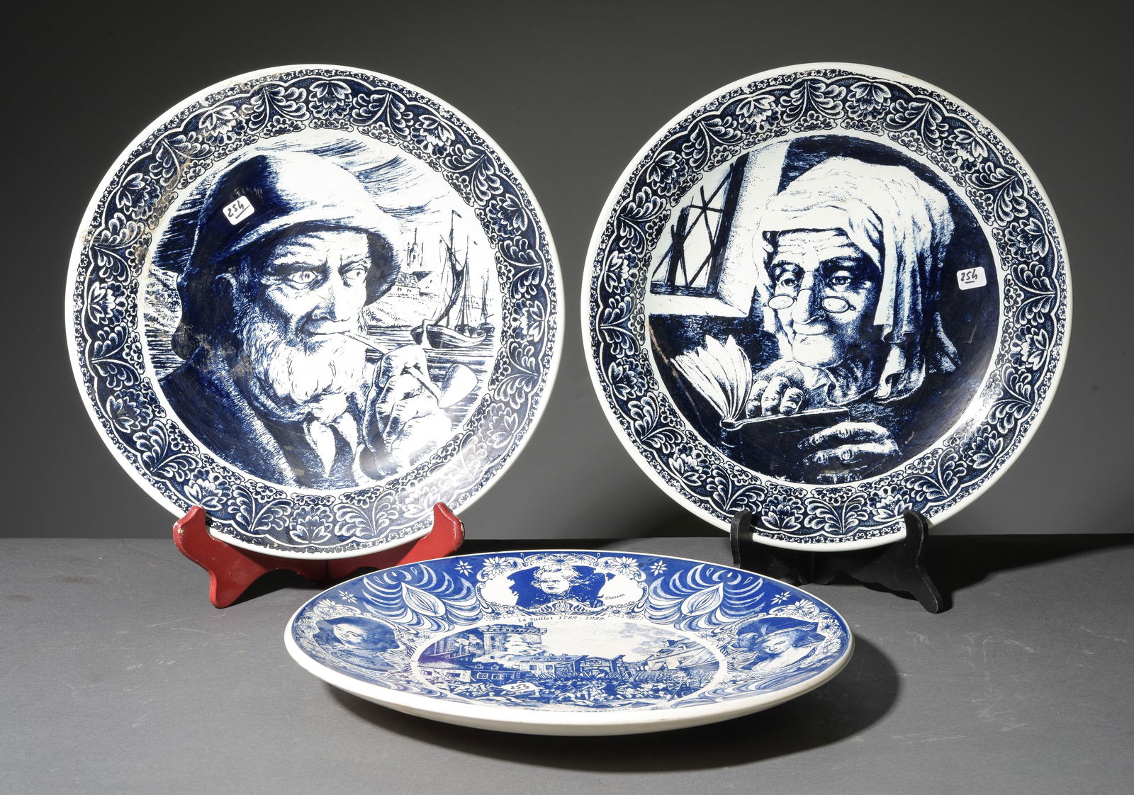 Three Assorted Blue & White Delft Chargers (1 of 4)