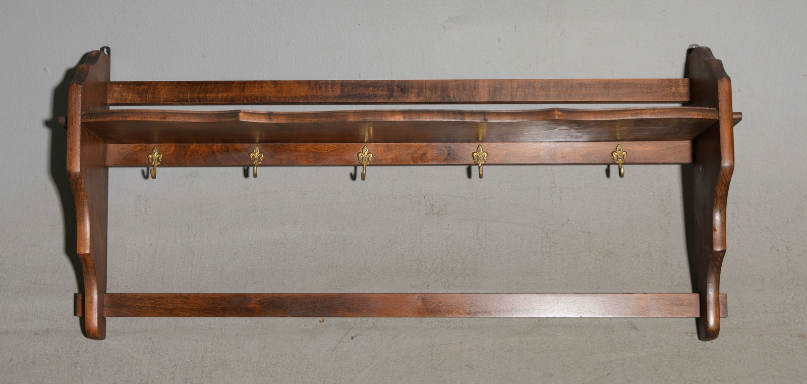 French Oak Wall Rack With Hooks (1 of 3)