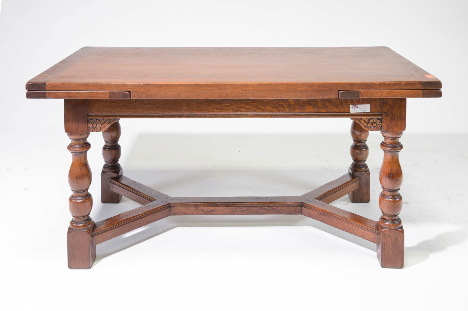British Oak Draw Leaf Dining Table c.1930's (1 of 5)