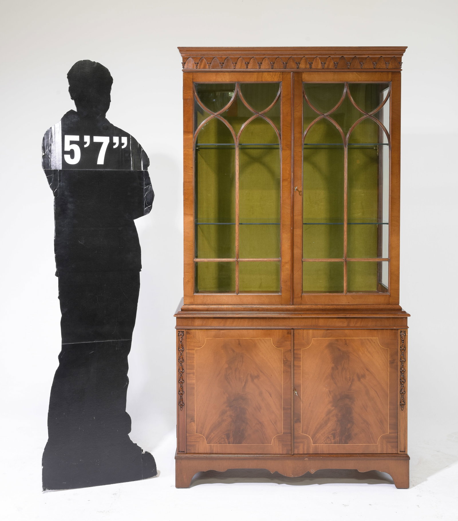 English Mahogany China Cabinet / Showcase: English Mahogany China Cabinet / Showcase c.1950's-60's - 67 in tall x 36 x 15.5