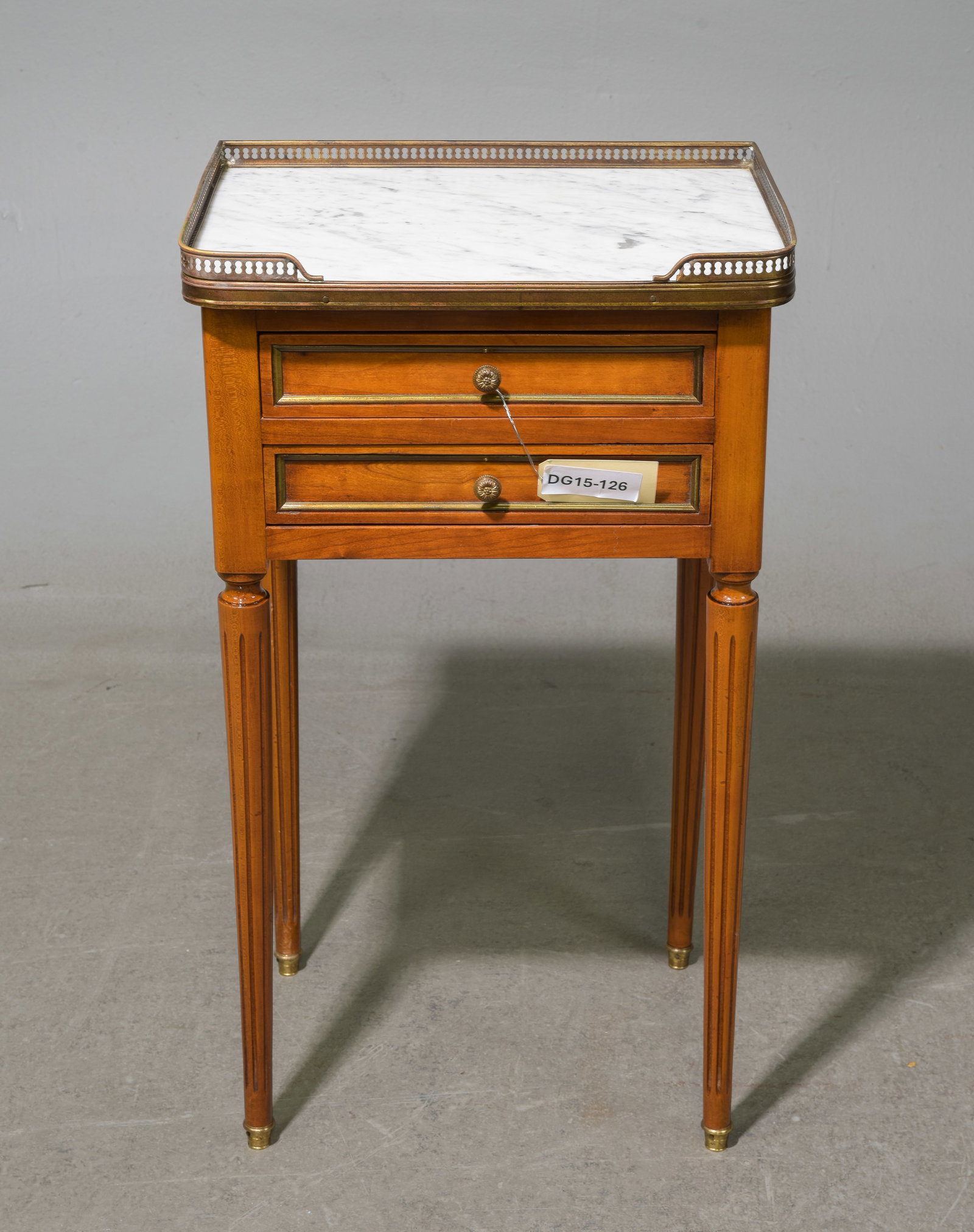 Louis XVI Style White Marble Top Chest / Nightstand: French Louis XVI Style White Marble Top Chest / Nightstand - 29 in tall x 16.5 x 12