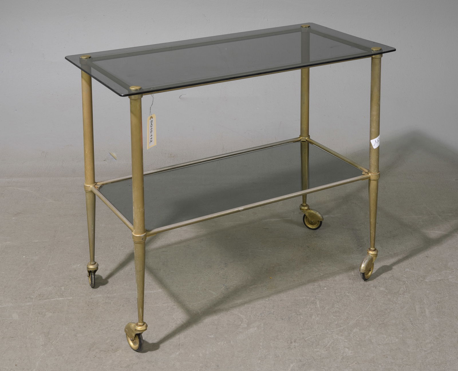 French Two Tier Glass & Metal Trolley / Cart #1: French Two Tier Glass & Metal Trolley / Cart - 27.5 in tall x 33.5 x 17