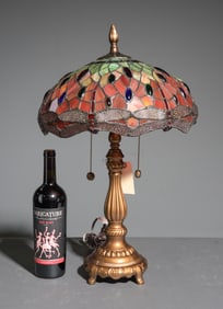 Tiffany Style Stained Glass Dragonfly Lamp #2