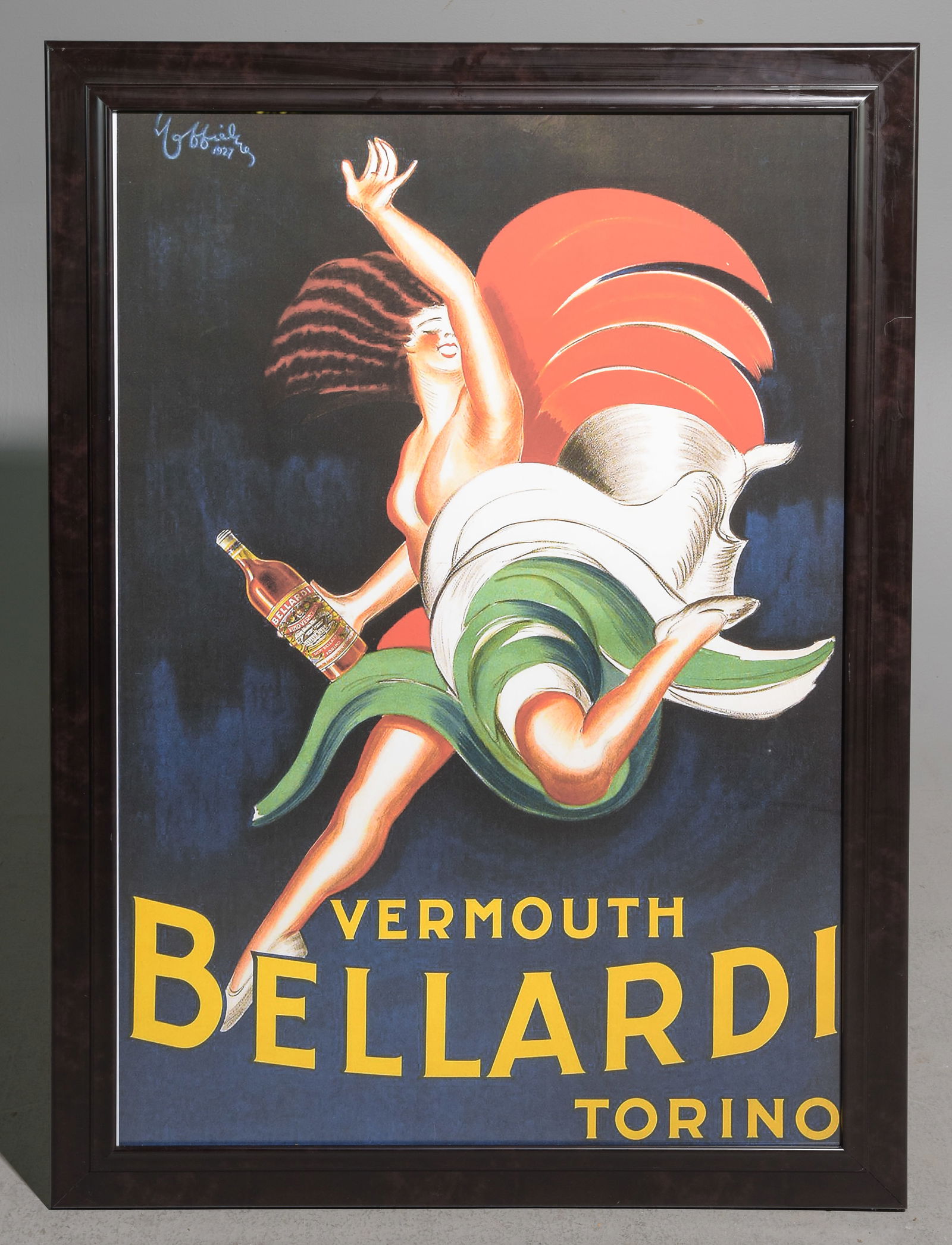 Framed "Vermouth Bellardi" Poster: Framed "Vermouth Bellardi" Poster - 45 in tall x 33 x 1.5